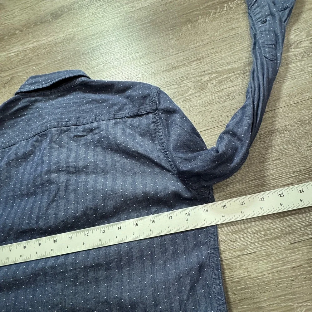 Banana Republic Shirt Mens S Blue Polka Dot Herringbone Slim Button Up Casual